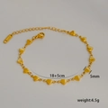 Minimalist 18K gold plated stainless steel bracelet with linked heart shaped charms - C-1-10 Solid Heart Link Chain