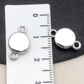 Polished silver magnetic lobster clasp connector with dual rings for DIY jewelry making - Round Shape (19849)