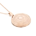 Rose gold necklace with round pendant featuring a unique hammered textured finish - Rose Gold Round Texture Design Style [No Chain] (KP31536-K)