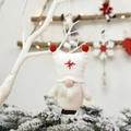 Gnomo di Natale bianco nordico con cappello a stella rossa appeso ai rami festivi - Bianco