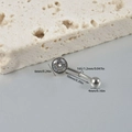Silver belly button ring with 6mm clear round zircon and 10mm stainless steel curved bar - Single Round Zircon / 1.2x10mm(16G)