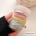 Hochelastisches Haargummi-Set in Morandi-Farben in tragbarer Klarsichtflasche - Dose Macaron Serie (100 Stück/Packung)