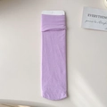 Ribbed velvet long socks in pastel purple color featuring soft elastic rolled cuffs - One Size / Purple