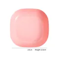 Pink square luxury plastic fruit plate with gold rim 14x3.5cm snack serving tray - Pink-Deep Square Dish