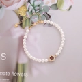 Elegante bracciale di perle placcato oro 18K con zircone esagonale e ciondolo a cuore - Viola