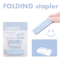 Mini grapadora plegable azul claro con 1000 piezas de grapas número 10 - (azul) [grapadora Plegable]