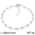 Bracciale in acciaio inossidabile argento con maglie a naso di maiale e chiusura regolabile - Catena ad Ancora Argentata (KB188517-Z)