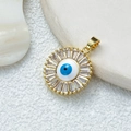Gold plated Evil Eye pendant with colorful cubic zirconia and blue enamel detail - D3541JB Pendant 8