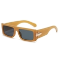 Fashionable rectangular sunglasses with ginger yellow frames and dark grey lenses - C5 Tea Frame Grey Lens