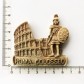 Detail view of Roma Colosseo resin fridge magnet showing 6cm width with measurement ruler - Colosseum Gladiator