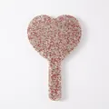 Specchio a mano a forma di cuore con strass rosa e argento scintillanti - Forma di Cuore / Rosa