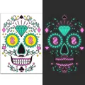 Luminous Halloween sugar skull facial tattoo stickers with neon glow effect details - Pattern FCY-002