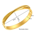 British style gold-plated titanium steel double cross bracelet with 18cm perimeter - Dual-Layer Cross Smooth & Twist Style / Gold Style 1 (MSXBJH286G)
