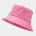 Close-up of pink cotton sun hat featuring detailed stitching and breathable eyelets - M (56-58cm) / Rose Red