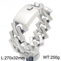 Silver 32mm diamond-cut Cuban chain bracelet for men, 270mm length, 250g weight - Steel Color Sand Surface (KB187453-KJX)