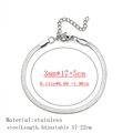 Bracciale a catena serpente minimalista da 3mm in acciaio inossidabile argento regolabile - Catena a spina di pesce / 3mm di Larghezza; 17+5cm / Colore acciaio