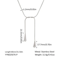 Détails montrant les dimensions et le matériau du collier goutte en forme de Y en acier - Chaîne Serpent Pendentif Goutte d'Eau Argent (YYN025076-P)