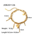 18K gold plated double layer stainless steel bracelet with heart and star charms - Multi-layer Gold Pendant Style / Gold