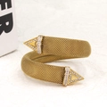 Elegant gold mesh spiral bracelet with crystal studded triangular ends for women - 16mm / Gold