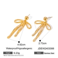 18k vergoldete Edelstahlohrringe mit Schleifenanhänger und Quasten, hypoallergen - Quaste Schleife Stil (JDEW2403088) / Gold