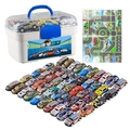 Set di macchinine in lega con tappeto da gioco urbano e contenitore portatile per bambini - Set Da 50 Pezzi Con Mappa E Scatola Con Etichetta Inglese