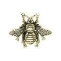 Vintage gold bee brooch with intricate engraved wing details and retro metal finish - C1523-BR-Retro Gold Bee