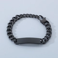 Bracciale a catena barbazzale in acciaio nero opaco con piastra rettangolare incisa - Stile A Specifica 10mm (KB148615-KLHQ) / Nero opaco