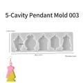 Stampo in silicone a 5 cavità per orecchini e ciondoli in resina fai-da-te, 20x6.4cm, 0.6cm - Stile 3 - Pendente a 5 Maglie