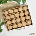 Set of 20 beige velvet flocked Christmas balls in a 30cm packaging box for tree decoration - 20 Pieces Set / Khaki