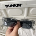 Outdoor cycling sunglasses in translucent grey frame with dark rectangular lenses - Metal Circle Temple Gray Black Lens