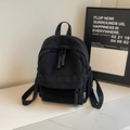 Petit sac à dos noir en velours côtelé pour femme avec fermetures tressées - Sans Pendentif / Noir