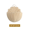 Rattan fan-shaped wall hanging storage basket in natural beige finish, size 36x20x12cm - Imitation Rattan Wall Basket Small 36*20*12CM