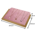 Pink velvet necklace display tray with gold trim and size dimensions 29.5x20.5x4cm - Pink