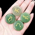 Set di quattro pietre di avventurina verde con simboli di arcangeli dorati - Set di 4 / Avventurina Verde