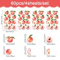 Waterproof peach fruit wall stickers set with 60 pieces for bedroom decor size chart - Pink Orange Sliced Peach Style (CT24Y11327T_T) / 20*30cm*4 Sheets
