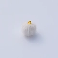 Detail of white faux mink fur ball pendant with golden metal ring for DIY jewelry - 16*19mm / White Fur Ball