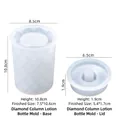 Moule en silicone pour flacon de savon à motif diamant avec couvercle en résine - Pilier Rhombique - Moule Flacon Lotion