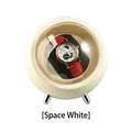 Space white spherical automatic watch winder with silver metal feet and black pillow - Space White