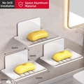 Three-piece wall-mounted white aluminum soap dish set with adhesive drainage design - Moonlight White - 3 Pack