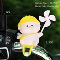 Pink pig car ornament wearing a yellow hat holding a rotating clover windmill decor - 004A Doudou Pig Windmill Ornament