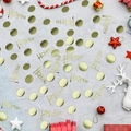 Flat lay of HoHoHo golden confetti and sequins for Christmas party table decoration - Gold Card Circles + Hohoho (ai-100 Pcs/Pack)