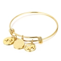 Gold titanium steel Sagittarius zodiac bangle with three charms and arrow pendants - Gold Sagittarius (KB88097-Z)