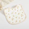 U-shaped 6-layer cotton gauze baby bib with floral print and soft ruffled texture - Small Yellow Flower