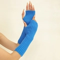 Neon Klein blue ribbed knit fingerless gloves and long sleeve warmers for unisex - Blue