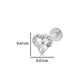 Silver stainless steel heart-shaped cartilage stud earring with cubic zirconia setting - Zircon Heart (0155-11#) / Silver