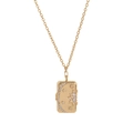 Golden sun and moon medallion necklace with celestial crystal accents on white background - Rectangular Sun Moon Locket Necklace