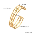 Detalle del brazalete de acero inoxidable dorado de 15 mm con diseño de cadena multicapa - Brazalete de Tres Capas de Cuentas / Dorado