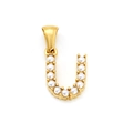 Pendentif lettre U en acier titane doré avec perles blanches pour colliers chics - Lettre U (SP149G-U)