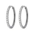 Orecchini a cerchio in acciaio inossidabile argento con zirconi tondi e chiusura a scatto - 16mm(11 Zirconi) / Argento