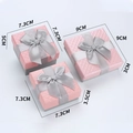 Pink jewelry gift box with grey ribbon in three sizes including 7.3x7.3x5cm and 9x9x3cm - Grey and Pink